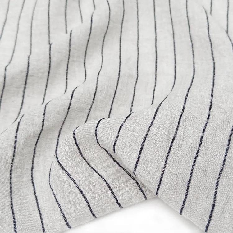 Callista Washed Linen Stripe Fabric by Metre | Lightweight Linen Rayon Blend Apparel Sewing Material