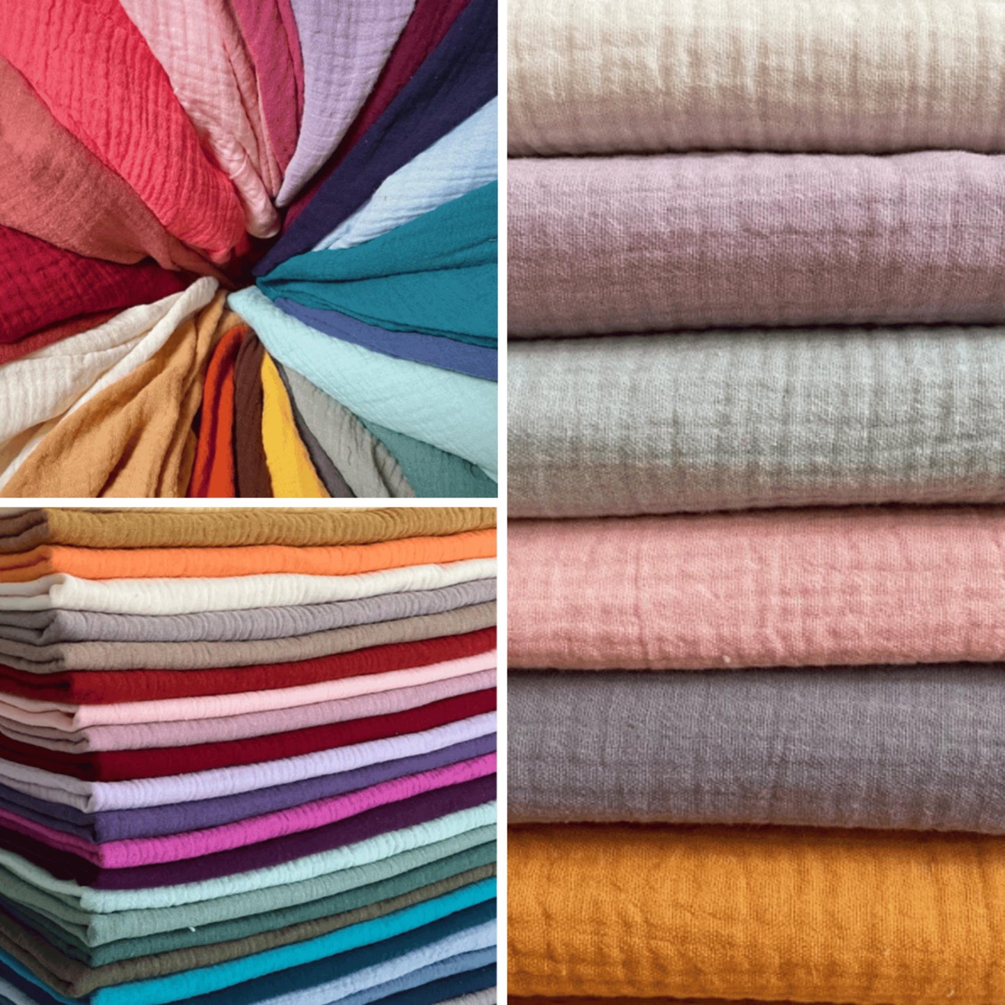 Organic Double Gauze Cotton Fabric: Lightweight, Soft, Breathable - 50" Wide