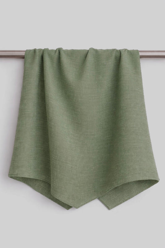 Sage Green and Black TENCEL™ Lyocell Linen Slub Fabric | 200 GSM, Soft Drapey