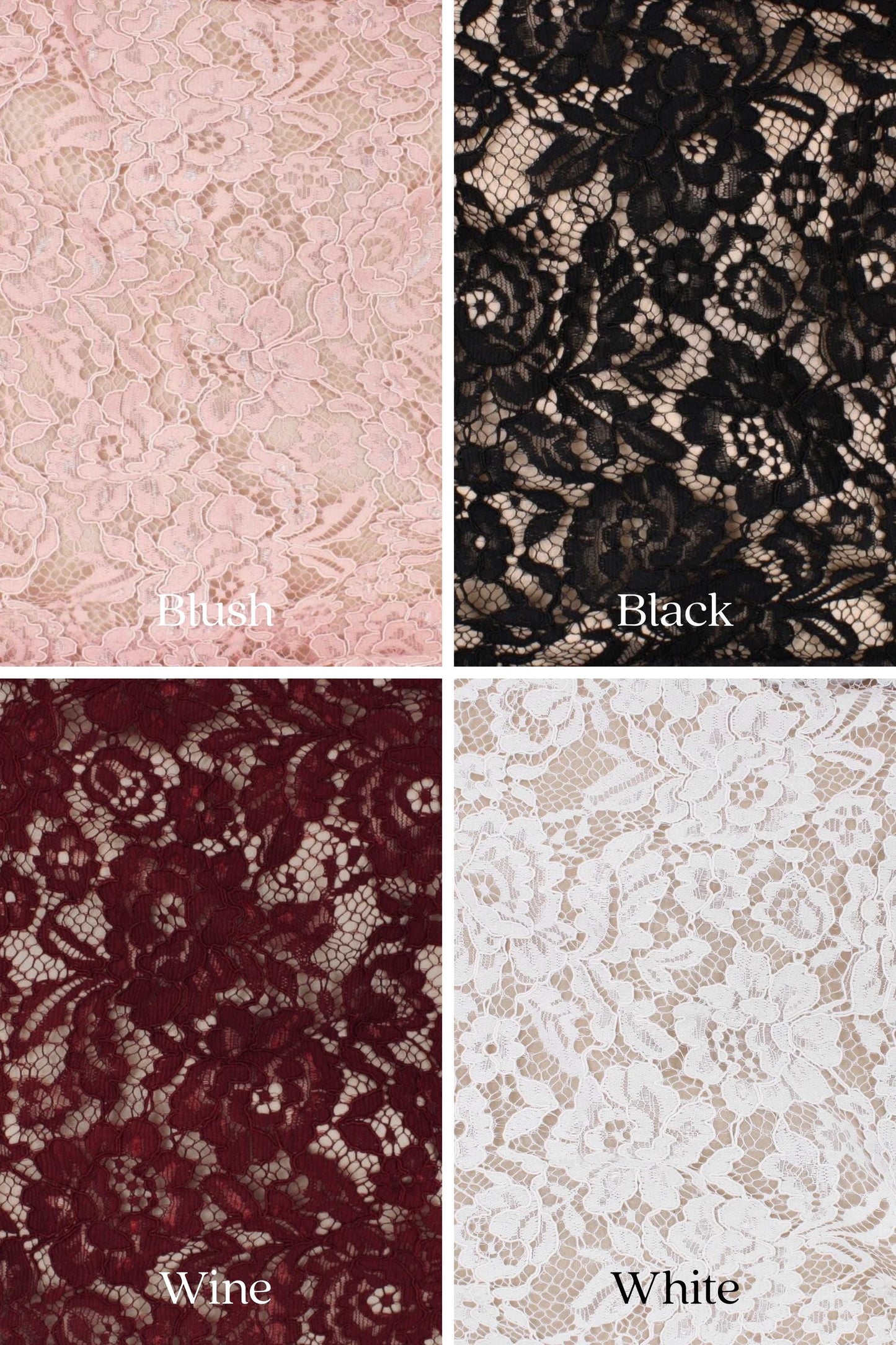 Floral Cotton Blend Lace Fabric: 54" Wide, Lightweight Non-Stretch