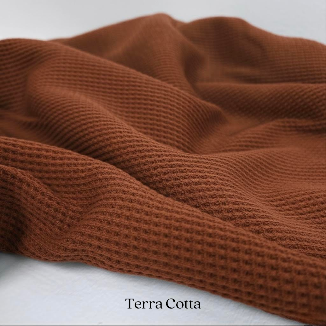Organic Cotton Waffle Knit Fabric | Soft Two-Way Stretch