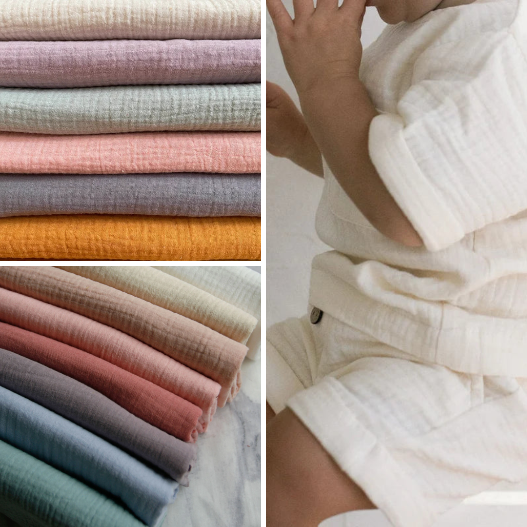 Enzo Organic Cotton Double Gauze Fabric – Premium Organic Muslin for Apparel, Baby & Quilting