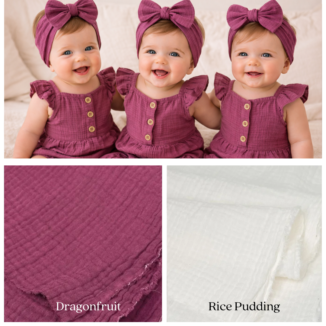 Enzo Organic Cotton Double Gauze Fabric – Premium Organic Muslin for Apparel, Baby & Quilting
