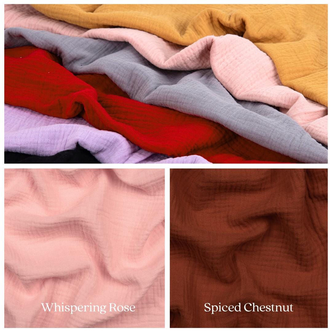 Organic Double Gauze Cotton Fabric: Lightweight, Soft, Breathable - 50" Wide