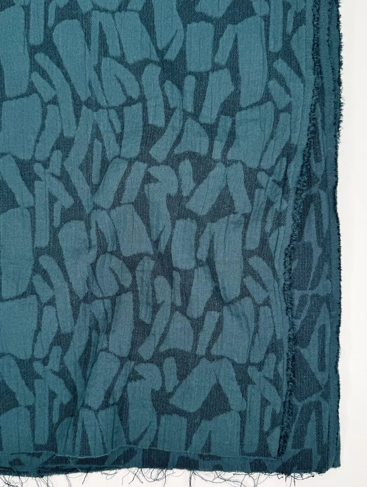 Linen Blend Jacquard Fabric by the Metre | Textured Cotton Rayon Linen Woven Fabric