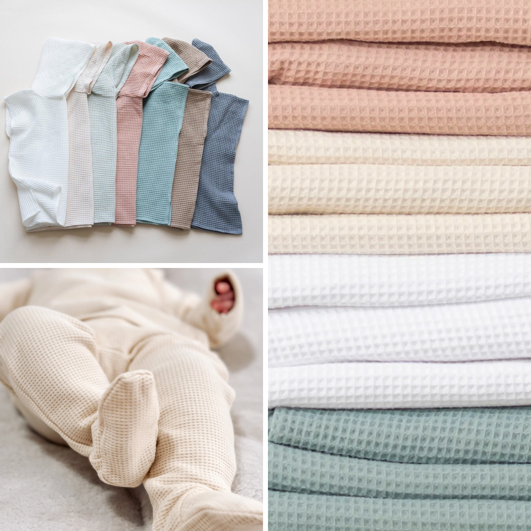 Organic Cotton Waffle Knit Fabric | Soft Two-Way Stretch