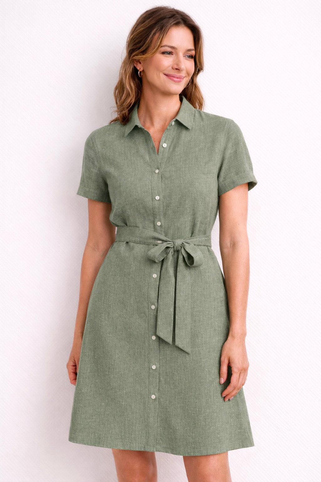 Sage Green and Black TENCEL™ Lyocell Linen Slub Fabric | 200 GSM, Soft Drapey