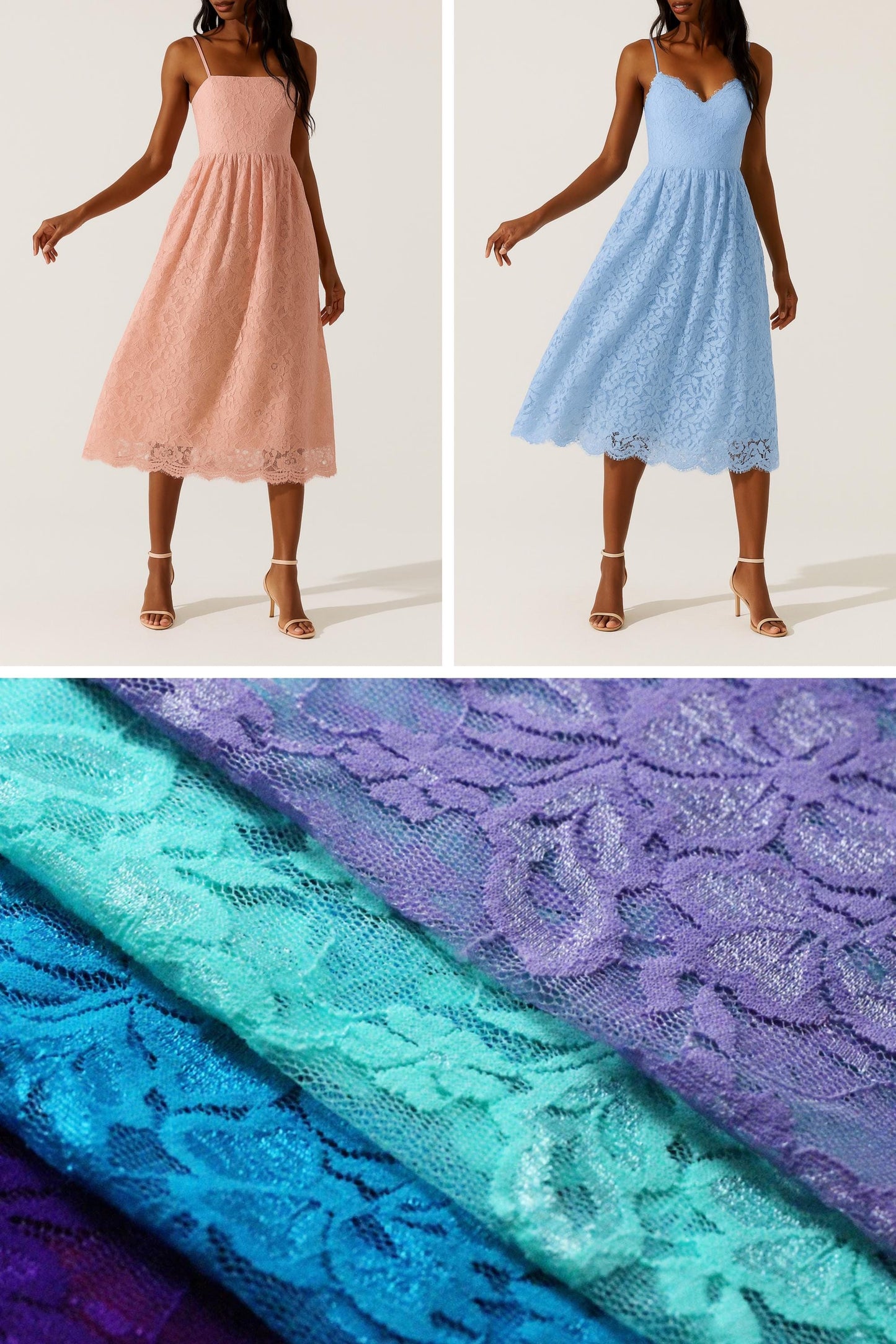 Floral Cotton Blend Lace Fabric: 54" Wide, Lightweight Non-Stretch