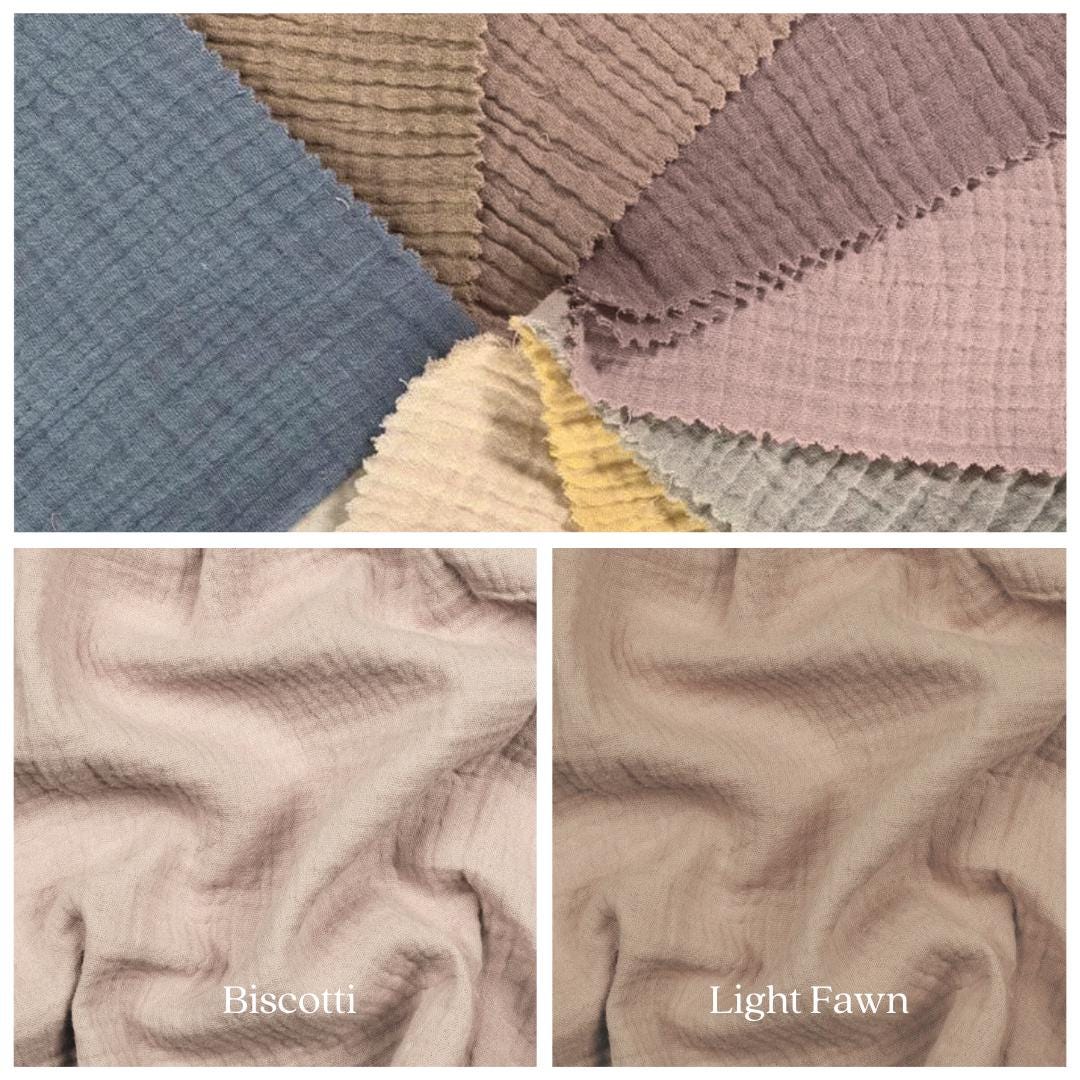 Organic Double Gauze Cotton Fabric: Lightweight, Soft, Breathable - 50" Wide