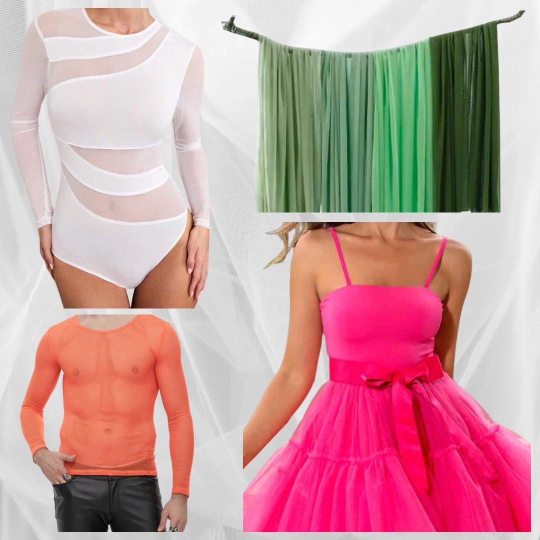 Nylon Stretch Mesh Fabric - Lightweight & Stretchy for Apparel, Costumes, Dancewear, and Crafts