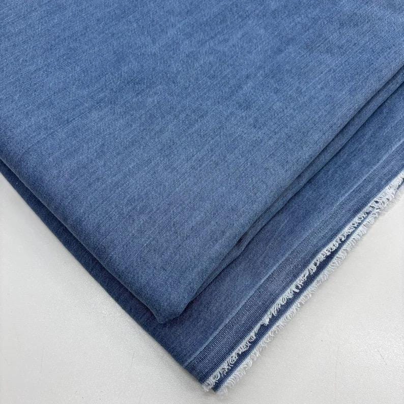 10 oz Blue Denim Fabric - 100% Cotton, Medium Weight, Durable for Apparel and Crafts