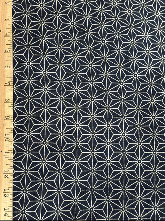 Sevenberry Japanese Cotton Fabric: Asanoha Indigo Print, Quilting & Sewing
