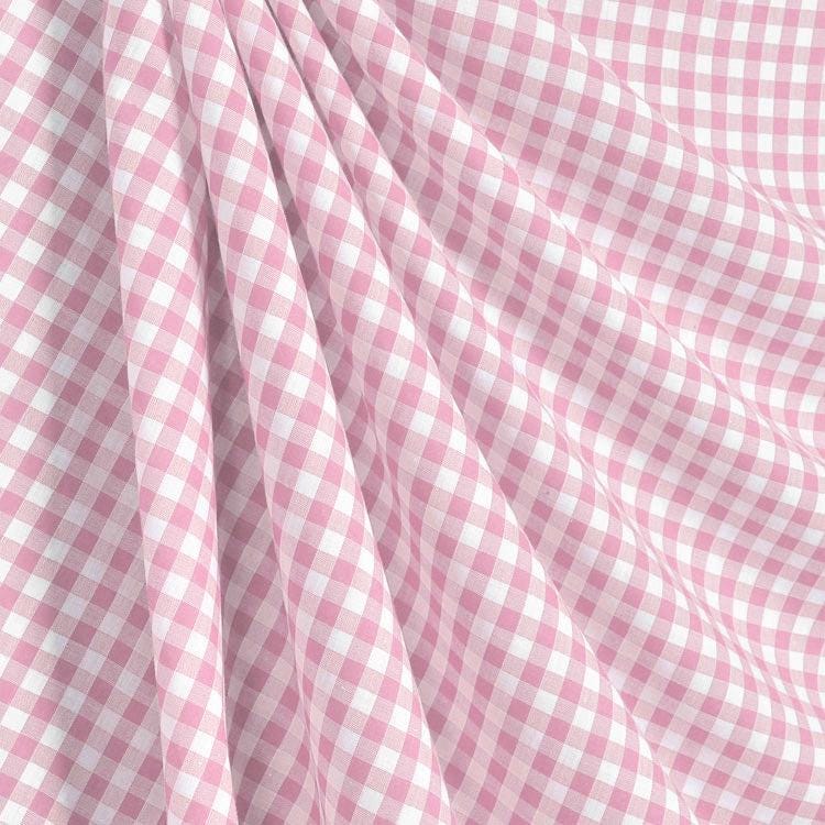 Gingham Check Fabric: Lightweight Poly Cotton Blend, 7 Colors, 58-60" Wide