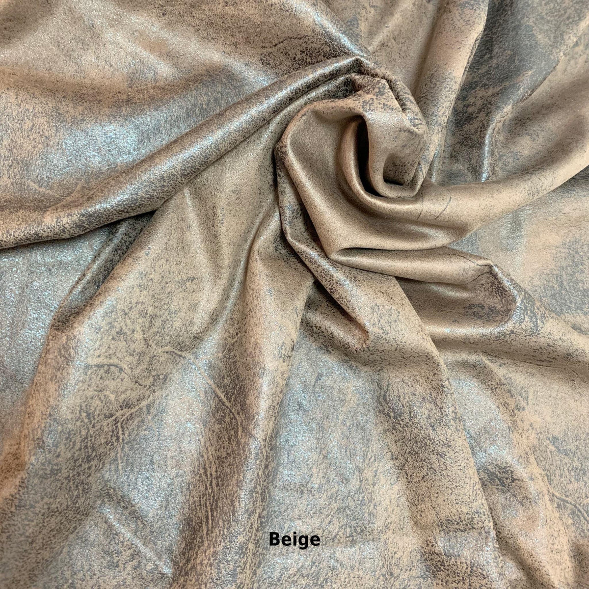 Distressed Vegan Leather Fabric: Faux Suede with Foil, 54" Wide