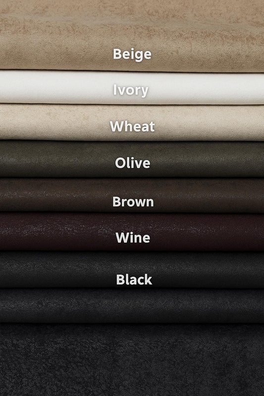 Distressed Vegan Leather Fabric: Faux Suede with Foil, 54" Wide