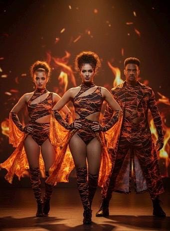 Fire Lava Print Nylon Spandex Fabric: 4-Way Stretch Activewear
