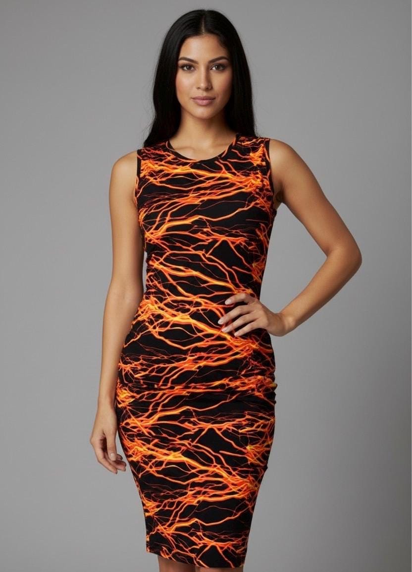 Fire Lava Print Nylon Spandex Fabric: 4-Way Stretch Activewear