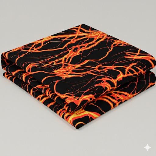 Fire Lava Print Nylon Spandex Fabric: 4-Way Stretch Activewear