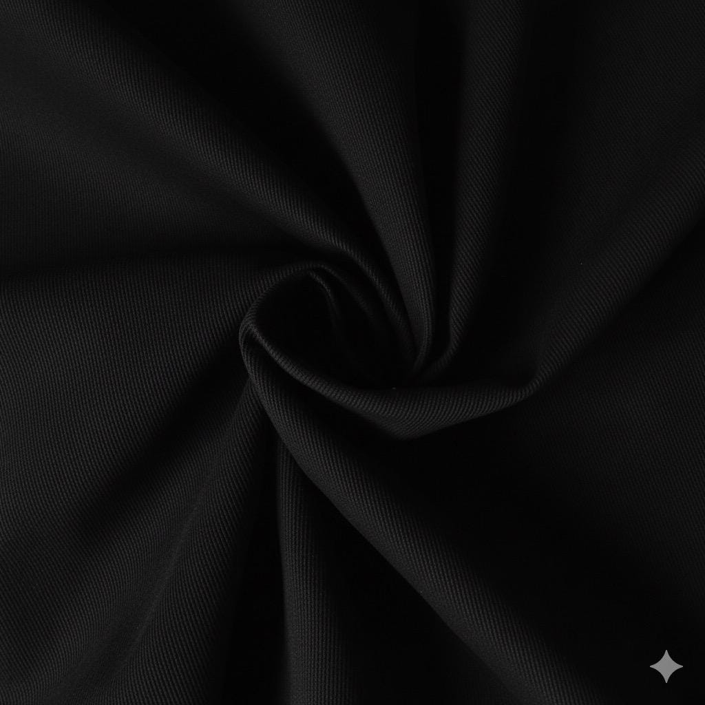 Black and White Twill Fabric: 65/35 Poly-Cotton Blend, 57" Wide