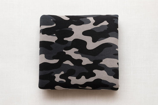 Bamboo Cotton French Terry Knit Fabric: Camo Print - By The Metre