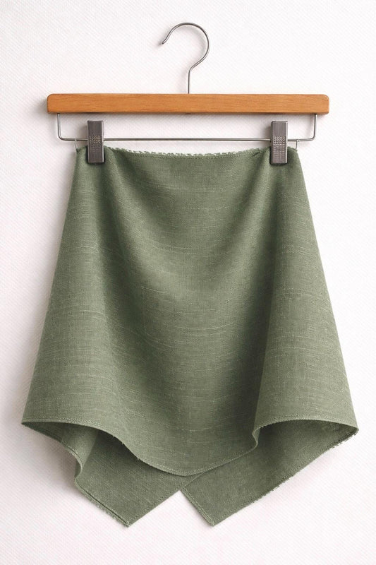 Sage Green and Black TENCEL™ Lyocell Linen Slub Fabric | 200 GSM, Soft Drapey