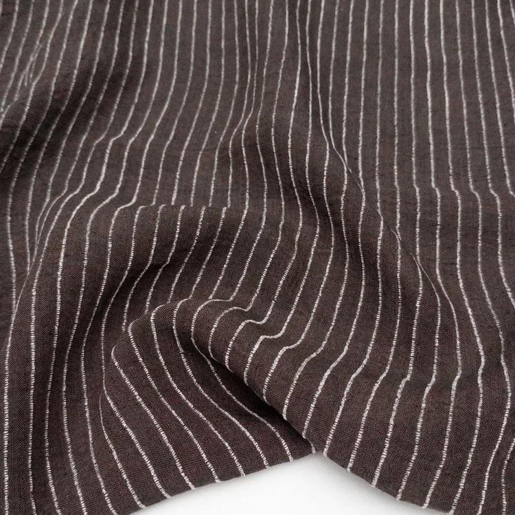 Callista Washed Linen Stripe Fabric by Metre | Lightweight Linen Rayon Blend Apparel Sewing Material