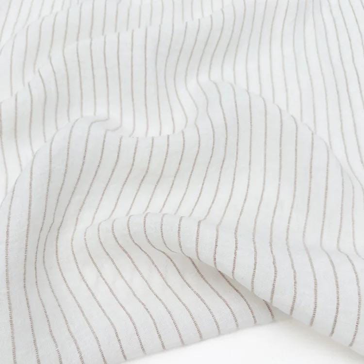Callista Washed Linen Stripe Fabric by Metre | Lightweight Linen Rayon Blend Apparel Sewing Material