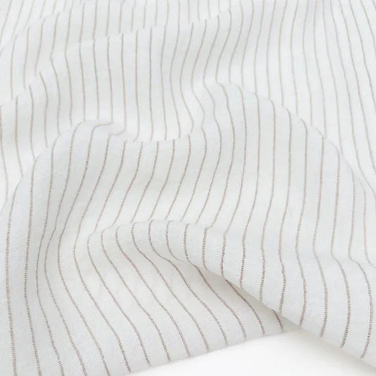 Callista Washed Linen Stripe Fabric by Metre | Lightweight Linen Rayon Blend Apparel Sewing Material