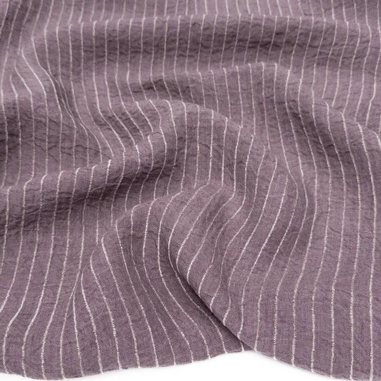 Callista Washed Linen Stripe Fabric by Metre | Lightweight Linen Rayon Blend Apparel Sewing Material