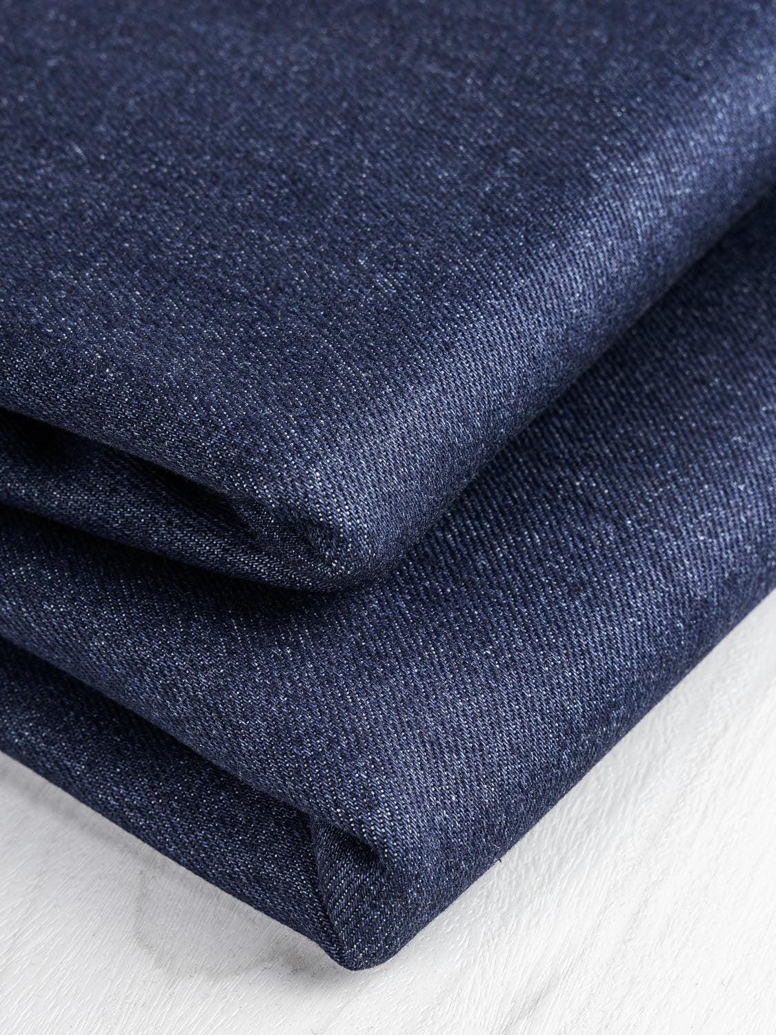 Heavyweight 14oz Denim Fabric | Black & Indigo Cotton, Wide Width