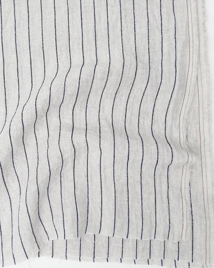 Callista Washed Linen Stripe Fabric by Metre | Lightweight Linen Rayon Blend Apparel Sewing Material