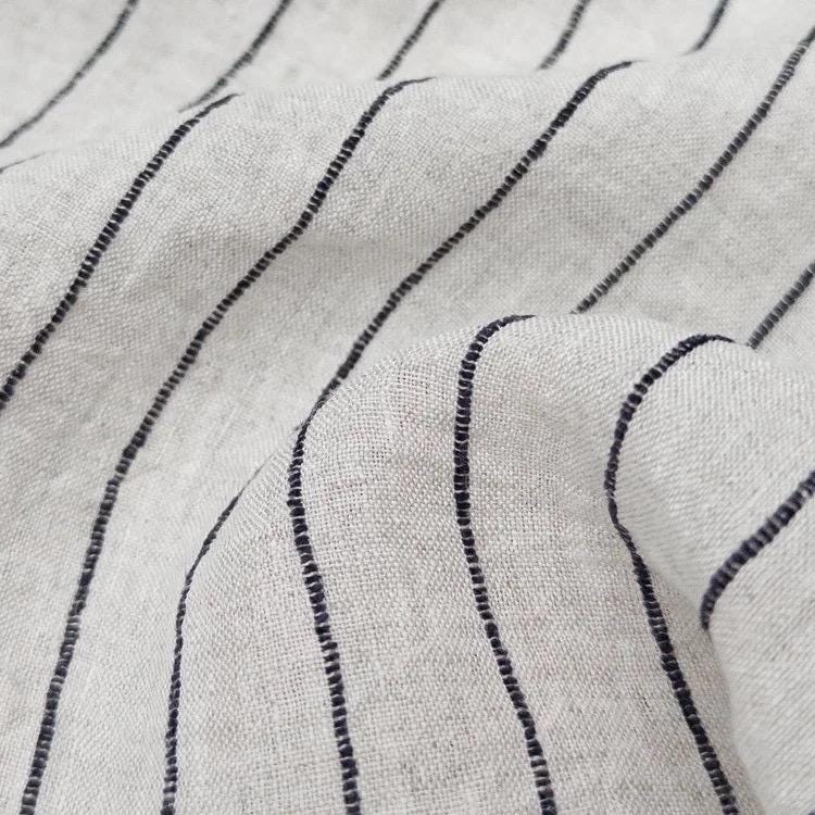 Callista Washed Linen Stripe Fabric by Metre | Lightweight Linen Rayon Blend Apparel Sewing Material
