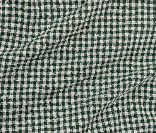 Nikolai Organic Cotton Check Fabric - Yarn Dyed Green Ivory Plaid - Sustainable Apparel