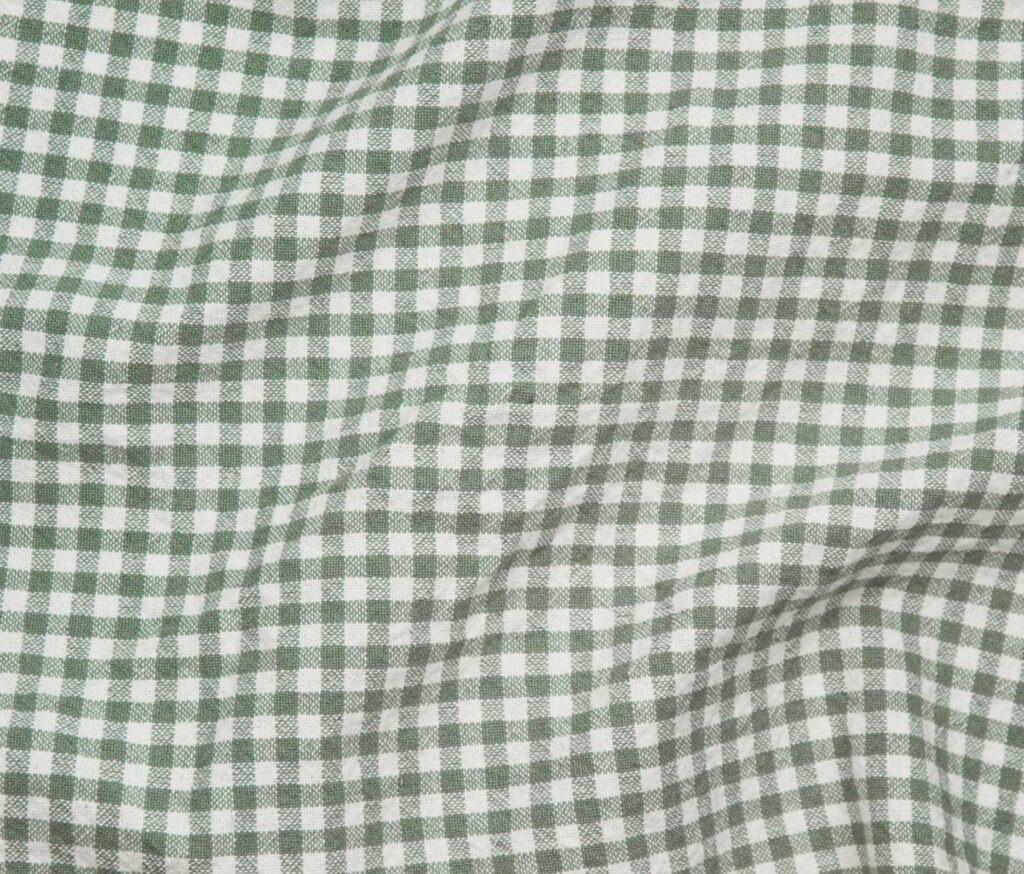 Nikolai Organic Cotton Check Fabric - Yarn Dyed Green Ivory Plaid - Sustainable Apparel